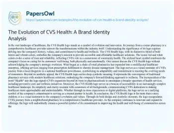 Essay on The Evolution of CVS Health: a Brand Identity Analysis