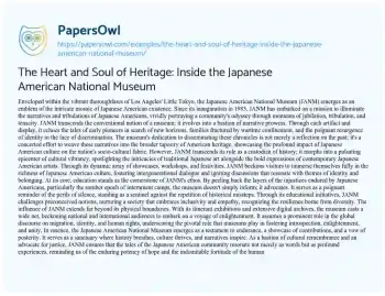 Essay on The Heart and Soul of Heritage: Inside the Japanese American National Museum