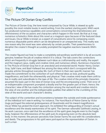 Essay on The Picture of Dorian Gray Conflict