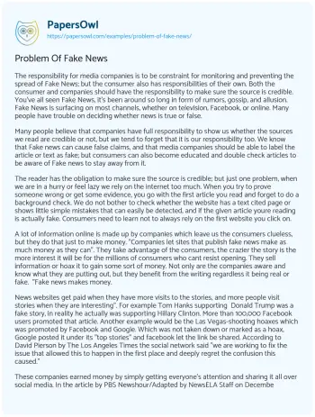 Essay on Problem of Fake News