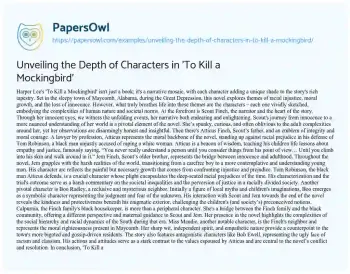 Essay on Unveiling the Depth of Characters in ‘To Kill a Mockingbird’