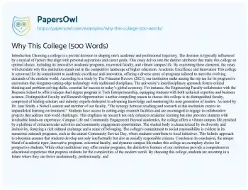 Essay on Why this College (500 Words)