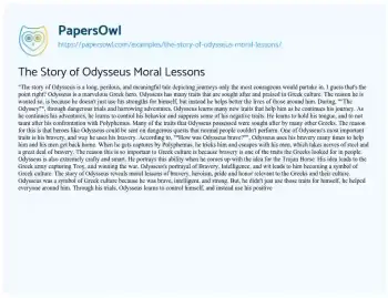 Essay on The Story of Odysseus Moral Lessons