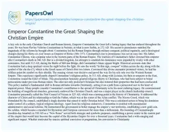 Essay on Emperor Constantine the Great: Shaping the Christian Empire