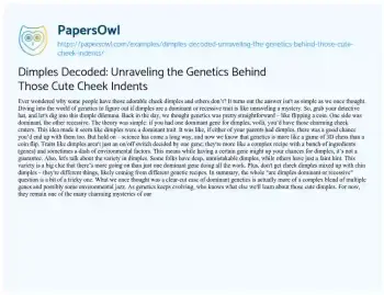 Essay on Dimples Decoded: Unraveling the Genetics Behind those Cute Cheek Indents