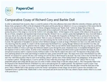 Essay on Comparative Essay of Richard Cory and Barbie Doll