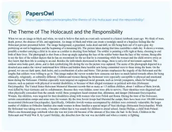 Essay on The Theme of the Holocaust and the Responsibility