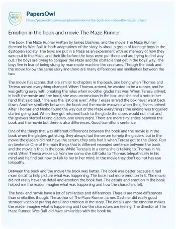 Essay on Comparing ‘The Maze Runner’: Rich Novel Vs. Action-Packed Film