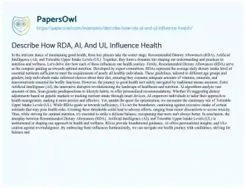 Essay on Describe how RDA, AI, and UL Influence Health