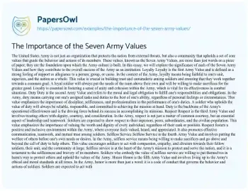 Essay on The Importance of the Seven Army Values