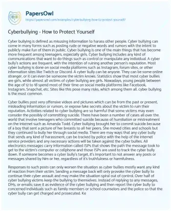 Essay on Cyberbullying – how to Protect yourself