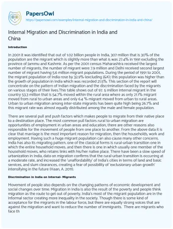 Essay on Internal Migration and Discrimination in India and China