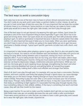 Essay on The Best Ways to Avoid a Concussion Injury