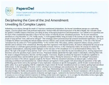 Essay on Deciphering the Core of the 2nd Amendment: Unveiling its Complex Layers