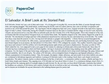 Essay on El Salvador: a Brief Look at its Storied Past