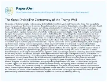 Essay on The Great Divide:The Controversy of the Trump Wall