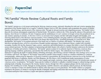 Essay on “Mi Familia” Movie Review: Cultural Roots and Family Bonds