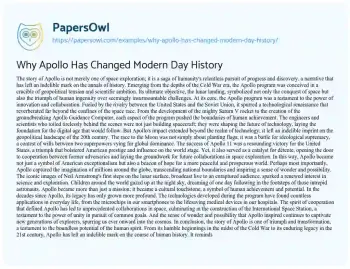 Essay on Why Apollo has Changed Modern Day History