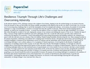 Essay on Resilience: Triumph through Life’s Challenges and Overcoming Adversity