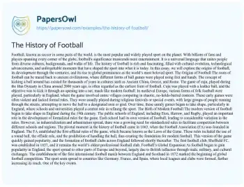 Essay on The History of Football