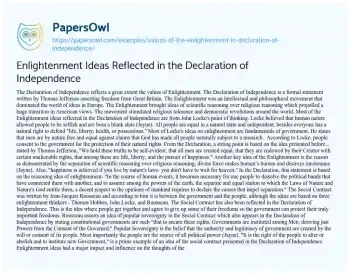 Essay on Enlightenment Ideas are in the Declaration of Independence