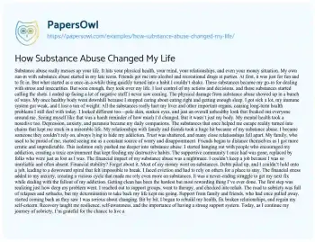 Essay on How Substance Abuse Changed my Life