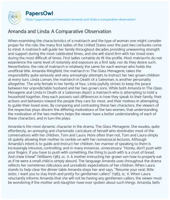 Essay on Amanda and Linda: a Comparative Observation