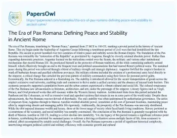 Essay on The Era of Pax Romana: Defining Peace and Stability in Ancient Rome