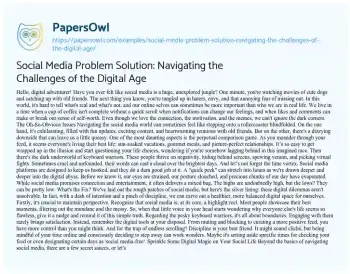 Essay on Social Media Problem Solution: Navigating the Challenges of the Digital Age