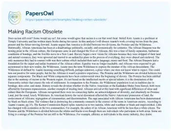 Essay on Making Racism Obsolete