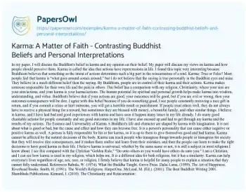 Essay on Karma: a Matter of Faith – Contrasting Buddhist Beliefs and Personal Interpretations