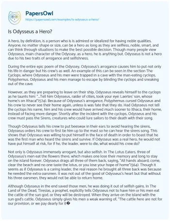 Essay on Is Odysseus a Hero?