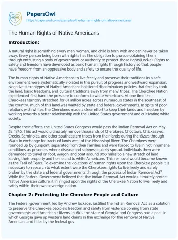 Essay on The Human Rights of Native Americans