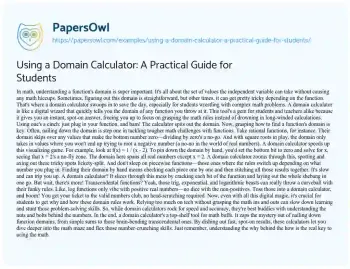 Essay on Using a Domain Calculator: a Practical Guide for Students