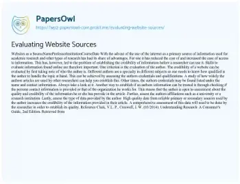 Essay on Evaluating Website Sources