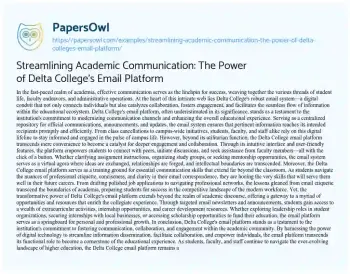 Essay on Streamlining Academic Communication: the Power of Delta College’s Email Platform