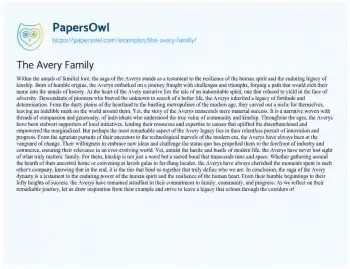 Essay on The Avery Family