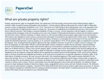 Essay on What are Private Property Rights?