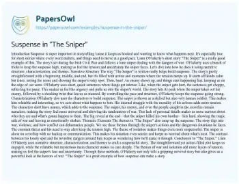 Essay on Suspense in “The Sniper”