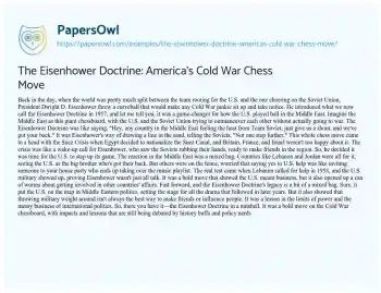 Essay on The Eisenhower Doctrine: America’s Cold War Chess Move