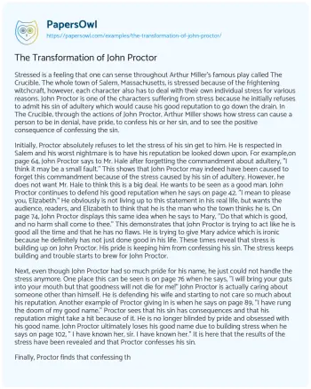 Essay on The Transformation of John Proctor