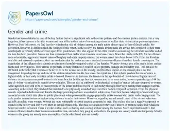 Essay on Gender and Crime