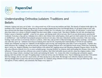 Essay on Understanding Orthodox Judaism: Traditions and Beliefs