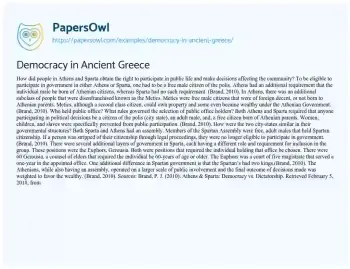 Essay on Democracy in Ancient Greece