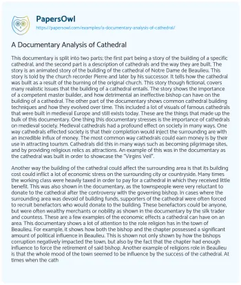 Essay on A Documentary Analysis of Cathedral