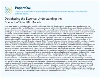 Essay on Deciphering the Essence: Understanding the Concept of Scientific Models