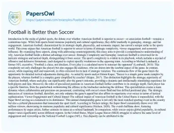 Essay on Football is Better than Soccer