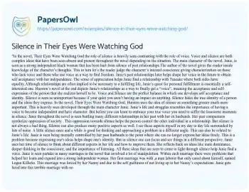 Essay on Silence in their Eyes were Watching God