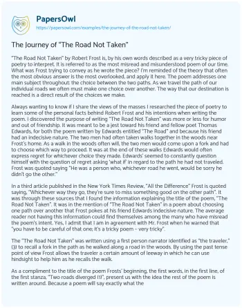 Essay on The Journey of “The Road not Taken”