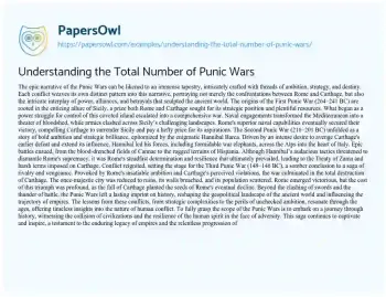 Essay on Understanding the Total Number of Punic Wars